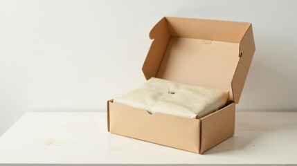 A carefully packaged gift awaits, nestled securely within a light brown cardboard box, ready for delivery or presentation
