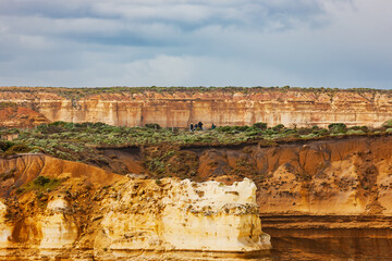 Cliff face in Loch Ard Gorge. Steep cliffs running through Port Campbell National Park on the south coast of Victoria, Australia.