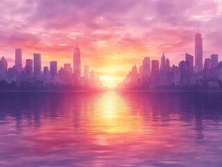 Obraz premium Sunrise over New York City skyline