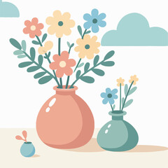 Vector illustration of a flower vase with beautiful flowers