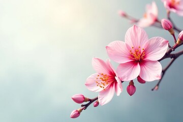Obraz premium Subtle watercolor-style blossoms, soft color palette , muted, romantic, print