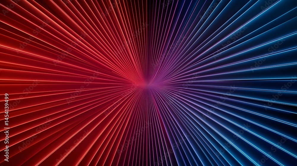 Poster the image contains a radiant, abstract design featuring parallel lines converging at a central vanis