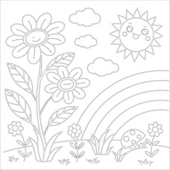 Cute Hand Drawn Kawaii Coloring Book Art