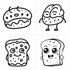 bread cartoon icon set
