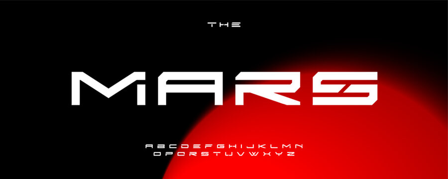 Futuristic space alphabet, angular sci-fi letters, bold tech font for space-age branding, digital headline, interstellar typography, galactic typographic design. Vector typeset.