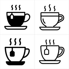 cup tea icon set
