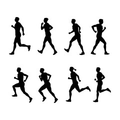 Dynamic Motion of Runner in Full Stride Silhouette Set