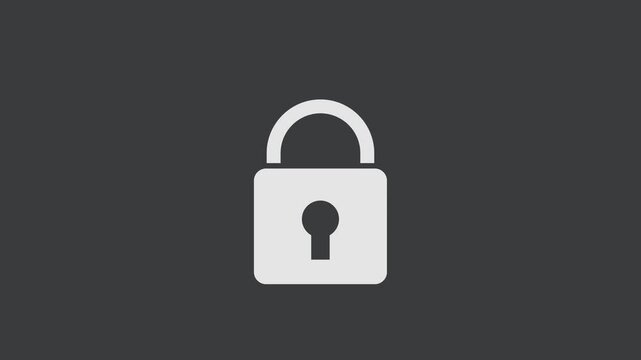 animation padlock lock and open on black background