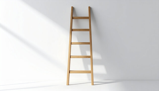 Wooden Ladder and Shadow: A clean, minimalist composition features a simple wooden ladder casting a subtle shadow on the pristine wall, offering a sense of upward mobility and a modern, clean design.