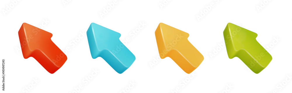 Fototapete Pointer arrows 3d icons vector set isolated. Vector realistic arrow cursors. Web interface vector realistic element