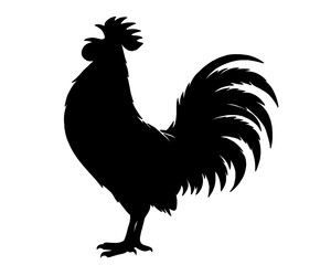 Rooster silhouette, icon isolated on white background.
