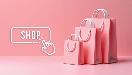 pink shopping bags and button
