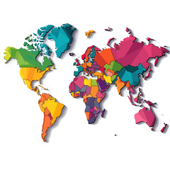 Vector political map of the world without names: clear country borders, distinguishable continents and regions. Suitable for design, infographics and data visualizations.
