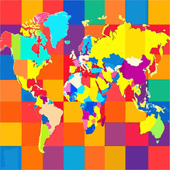 Vector political map of the world without names: clear country borders, distinguishable continents and regions. Suitable for design, infographics and data visualizations.