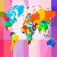 Vector political map of the world without names: clear country borders, distinguishable continents and regions. Suitable for design, infographics and data visualizations.