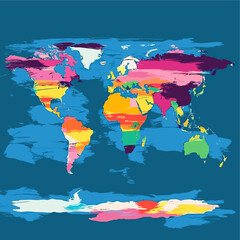 Vector political map of the world without names: clear country borders, distinguishable continents and regions. Suitable for design, infographics and data visualizations.
