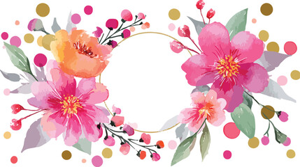 Collection of floral and botanical elements.  watercolor spring flowers. Stock illustration.