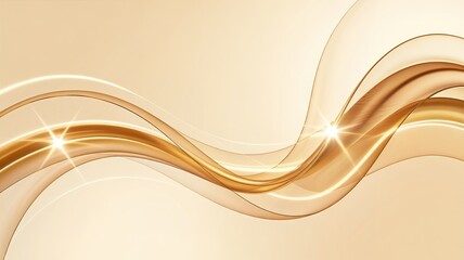 Fototapeta premium Golden Liquid Waves on a Beige Background