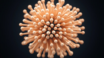 Close-up view of a cluster of wooden sticks resembling a microscopic structure.