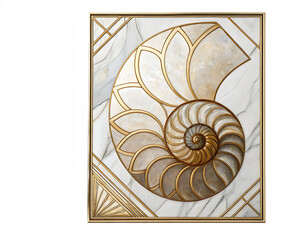 Obraz premium Sea shell abstract oil painting poster living room idea decoration, seashell fossil concept art deco By Adamantium Stock PNG File AI Creation 