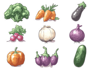 Watercolor Style Vegetables &ndash; Vector Clipart