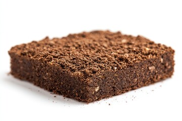 Dark chocolate brownie, square shape, isolated on white