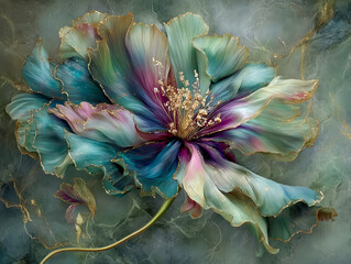 Colorful artistic flower illustration with intricate details.
