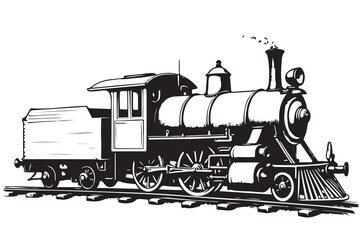 Retro Railway Engine Vector – Steam Locomotive Side View © AIcon Star