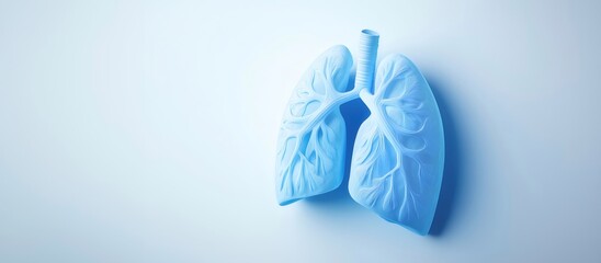 青い肺の解剖学的モデル 柔らかな照明と白い背景に配置された医療コンセプト