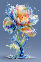 Obraz premium Artistic floral illustration with vibrant colors and fluid designs.
