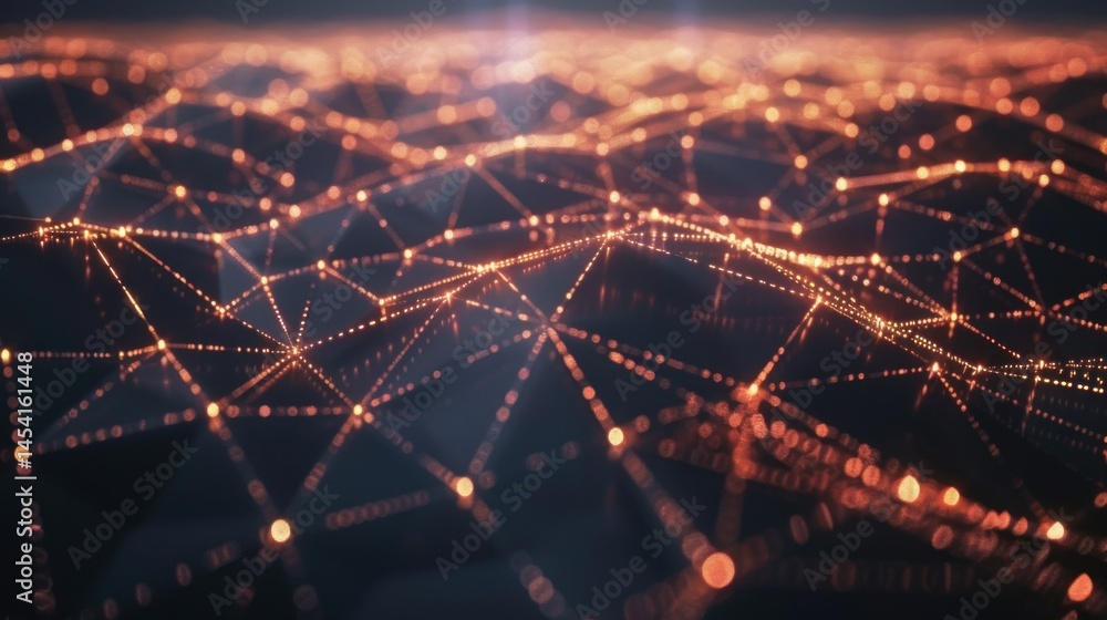Poster glowing internet network lines connecting across the globe