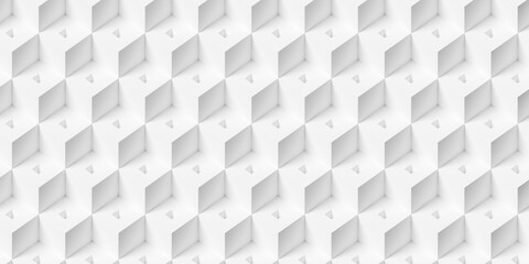 Modern minimal white cubes or dice with holes steps geometry pattern background isometric view