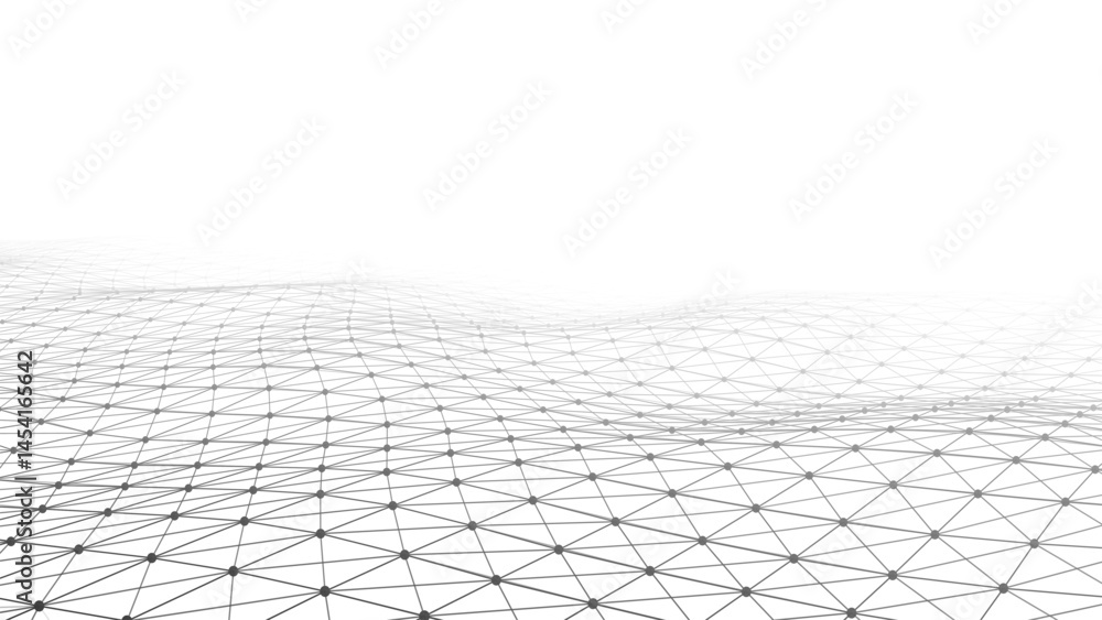 Poster abstract perspective background. 3d wireframe vector mesh on white background.