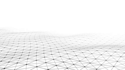 Abstract perspective background. 3D wireframe vector mesh on white background.