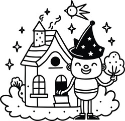 Fototapeta premium cartoon house with tree