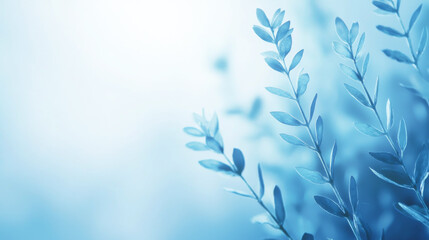 Delicate blue leaves softly illuminated, creating a serene atmosphere of tranquility.