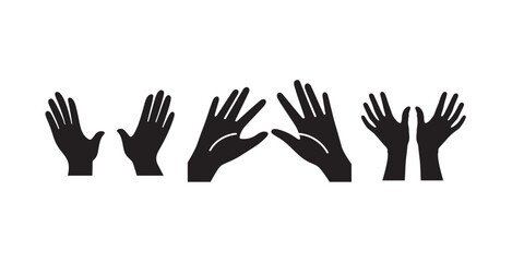 hands vector icons set isolated on white background.