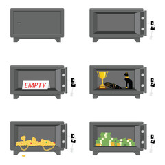 Fototapeta premium Metal bank safe collection. Vector illustration