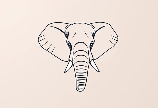 Elegant single-line elephant portrait, minimalist modern design, perfect for framed canvas prints,  canvas,  modern
