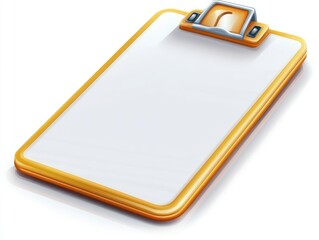 Blank clipboard illustration with a yellow border and metal clip at the top