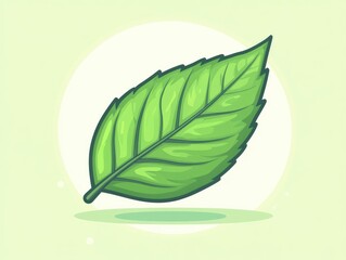 Single green leaf with vein details on background