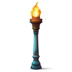 Ancient torch pillar, tall and ornate
