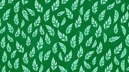 Obraz premium Stylized Greenery on a Forest Canvas - A clean abstract background featuring a repeating pattern of light green, stylized leaves and branches.