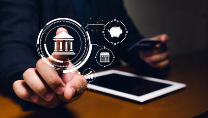 Digital banking innovations modern office space professional financial technology concepts