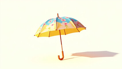 Obraz premium Vibrant and Colorful Summer Umbrella with Bright Stripes Perfect for Beach or Outdoor Sunshade