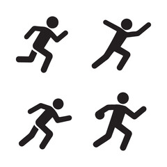 Running men silhouette vector set of isolated icons.