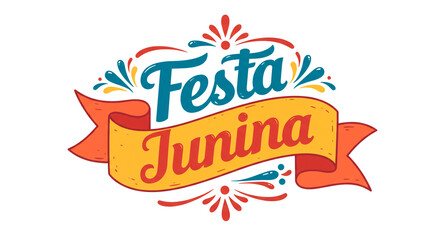 Colorful Festa Junina artwork featuring stylized text and decorative elements, ideal for summer celebrations and cultural festivities.