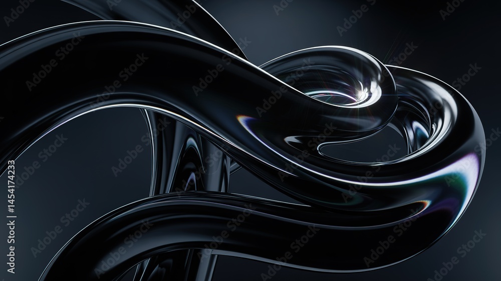 Poster intricate black abstract forms with deep shadows