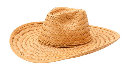 Classic woven straw hat with a wide brim, ideal for sun protection and warm-weather style. Summer accessory.