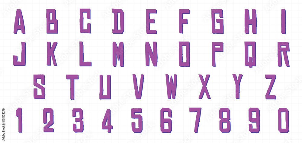 Poster purple font style set vector design